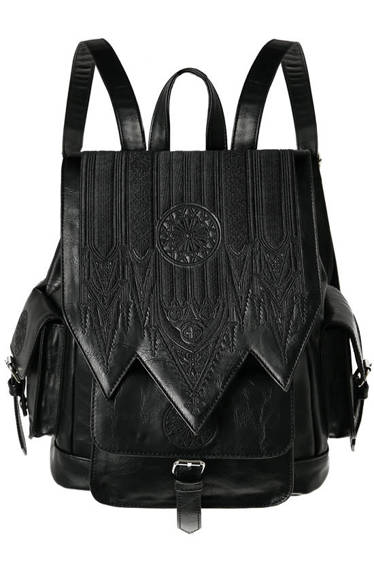 Gothic Rosette Backpack with pockets Inverted Cathedral embroidery