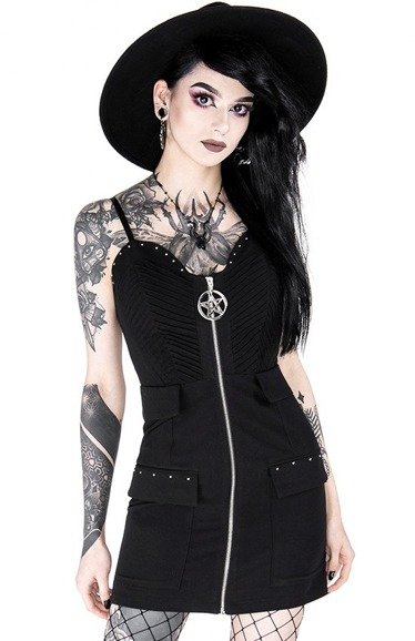 Gothic black Mini Sweetheart Pentagram Dress CELESTE DRESS - Restyle