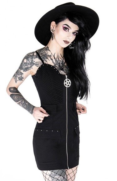 Gothic black Mini Sweetheart Pentagram Dress CELESTE DRESS - Restyle