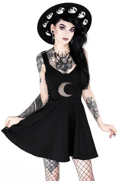 Gothic black classic dress with mesh crescent moon SHAPE OF THE MOON ...