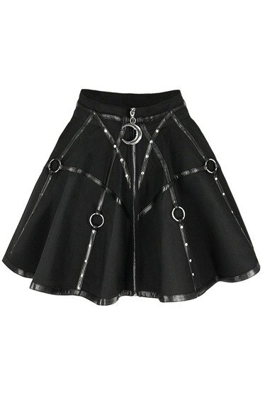 Gothic black harness circle MOON MISTRESS SKIRT - Restyle