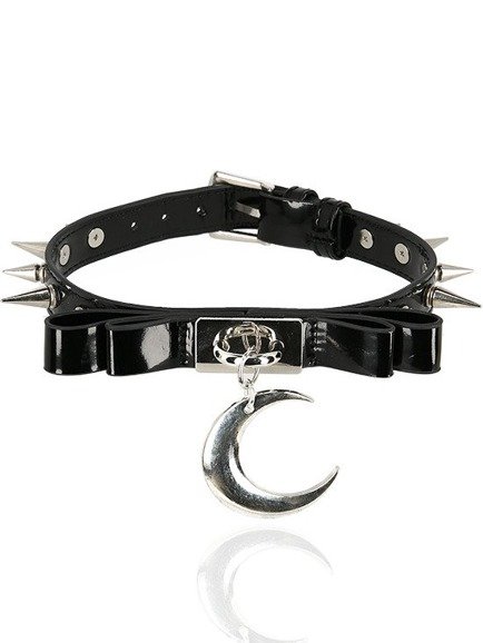 Gothic choker BOW MOON COLLAR with studded spikes