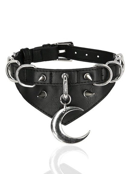 Gothic choker MOON AND D-RING COLLAR