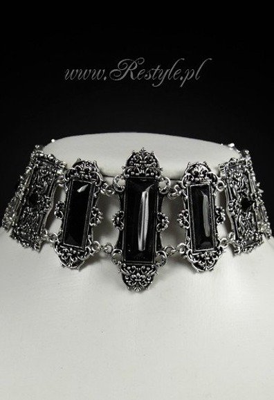 Gothic choker, victorian necklace, rectangle stones "VIVIAN BLACK"
