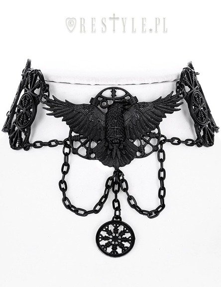 Gothic collar, pagan jewellery, crow necklace, nordic runes "RAVEN CHOKER" 