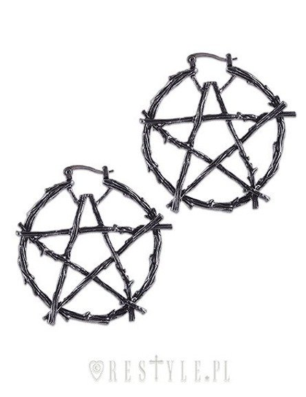 Gothic hoop earrings, occult fashion "BRANCH PENTAGRAM EARRINGS"