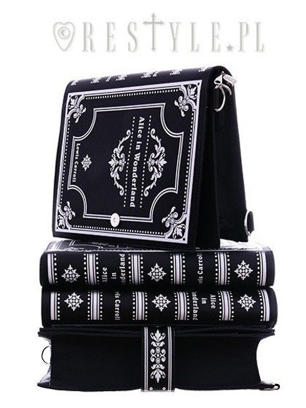 Gothic lolita handbag, Black book Lewis Carroll Alice in Wonderland