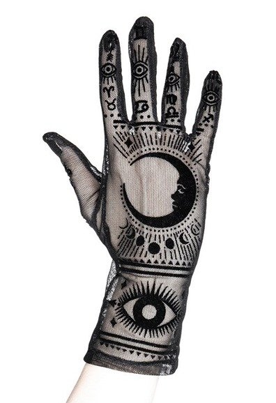 Gothic mesh gloves Moon pattern, zodiac signs "FORTUNE TELLER GLOVES"