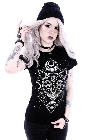 Gothic t-shirt with a Moon Cat 