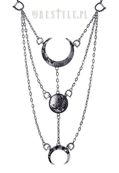 Long Crescent pendant, occult jewellery, luna "MOON PHASES SILVER NECKLACE"