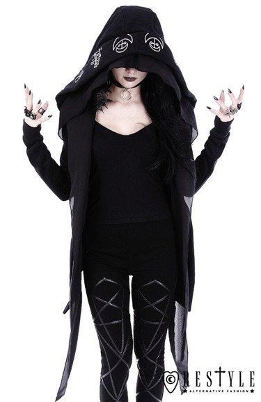 Long, Gothic jacket with oversized hood 