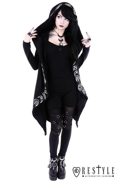 Long, gothic jacket with oversized hood 