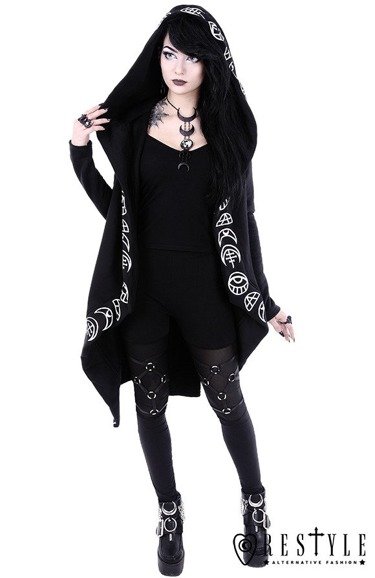 Long, gothic jacket with oversized hood 