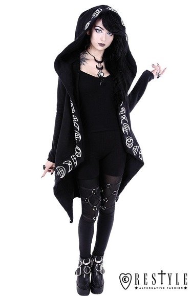 Long, gothic jacket with oversized hood 