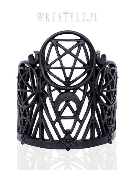 Modern bangle, Pentagram & Crescent, black gothic cuff  "WICKED BRACELET"