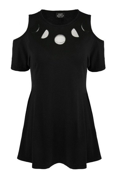 Moon Phases Tunic with cold shoulder, Mesh Moon Dress