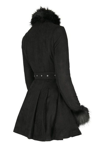 Pleated Coat with a Belt and Faux Fur Collar and Cuffs - Restyle