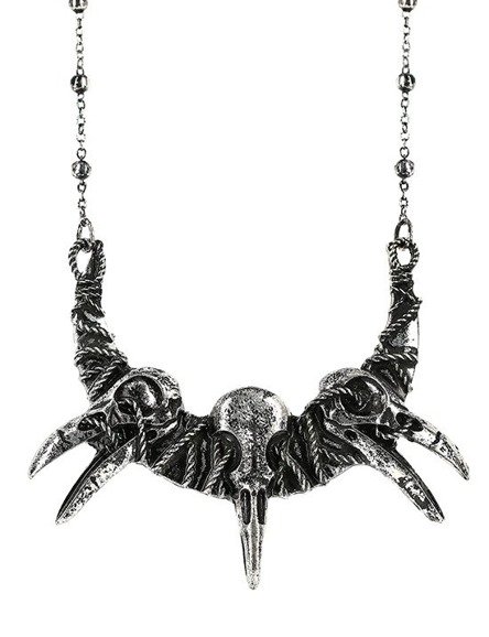 RAVEN SKULLS NECKLACE pagan pendant with crows