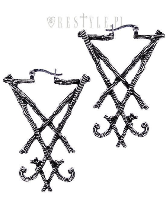 Silver gothic hoop earrings, occult jewellery"SILVER LUCIFER SIGIL EARRINGS"