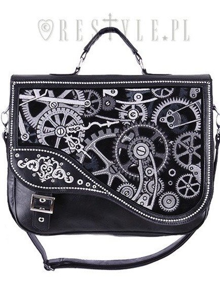 Steampunk satchel bag irregular briefcase "BLACK MECHANISM" 