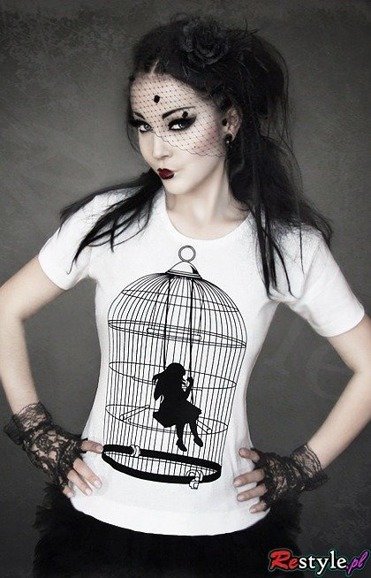 T-shirt with a girl in a cage