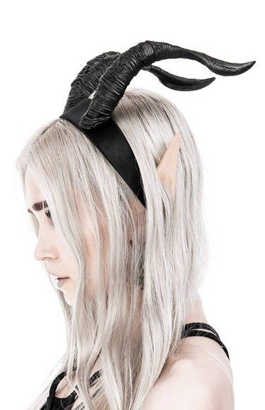 TIEFLING HORNS black, gothic headband with the goat horns