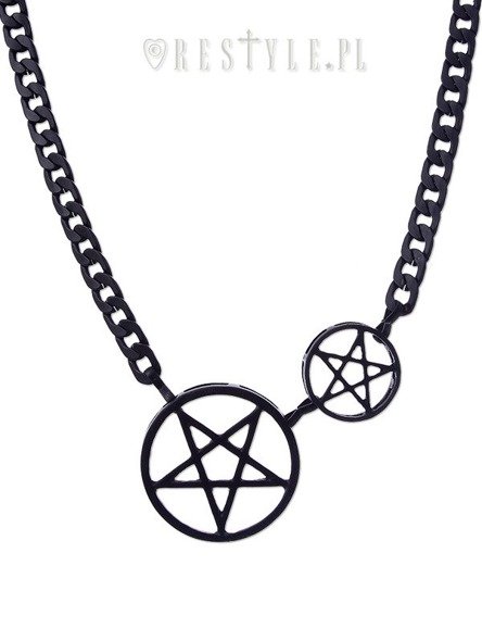 Thick Pentagram necklace "BLACK DOUBLE PENTACLE CHAIN" 