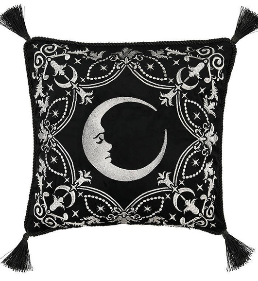 CRESCENT CUSHION Gothic pillowcase with moon and stars