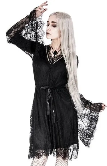 Gothic Wimpern Spitzenkleid Schwarz