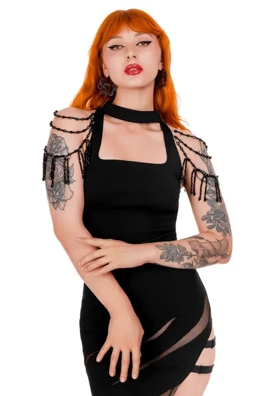 Perlenbesetzte ISADORA BLOUSE mit quadratischem Ausschnitt und Kropfband