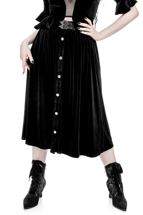 CRYPT VELVET MIDI SKIRT