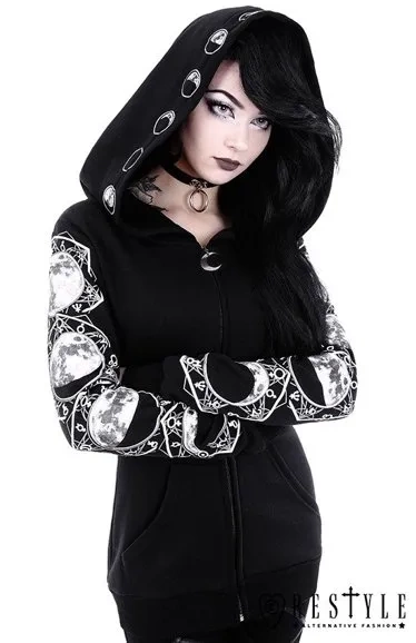Bluse mit übergroßer Kapuze und Mondphasen "LUNAR HOODIE"