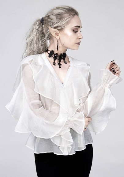 gothic DAPHNE WHITE SHIRT with ruffles