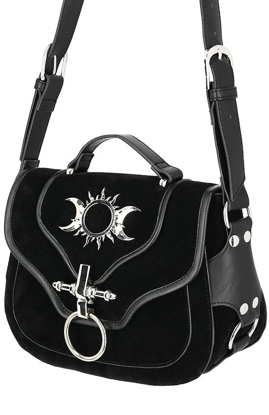 TRIPLE GODDESS BAG Gothic handbag with crescent moons and sun