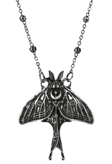 Gothic Silver MOON MOTH Pendant