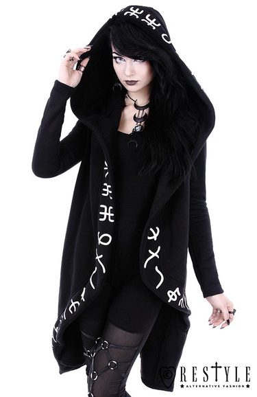 Long, Runic jacket with oversized hood "RUNES HOODIE"