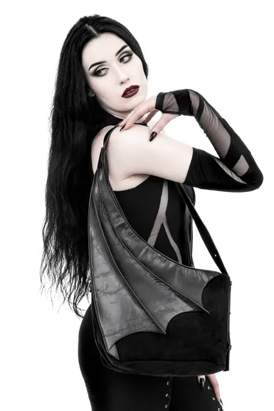 WINGED HOBO BAG Gothic Asymmetrisches Portemonnaie mit Fledermausflügel