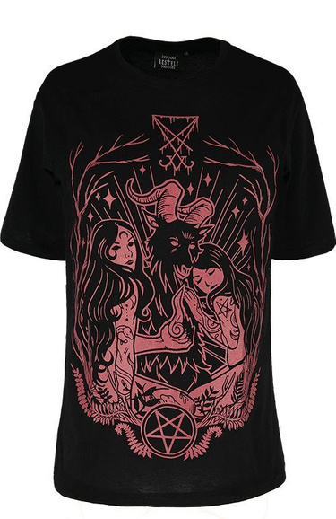 Black oversized t-shirt LUCIFER BURGUNDY