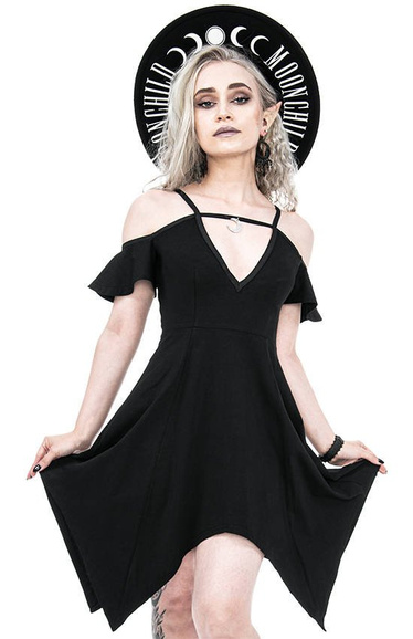 Moon Keyhole Tunic Black Jersey Dress