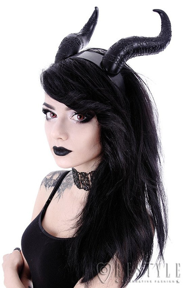 Gothic Headpiece, Black headband, satan horns EVIL HORNS