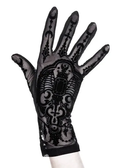 Schwarze Gothic Mesh BAT GLOVES