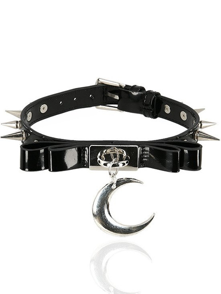 Gothic choker BOW MOON COLLAR with studded spikes