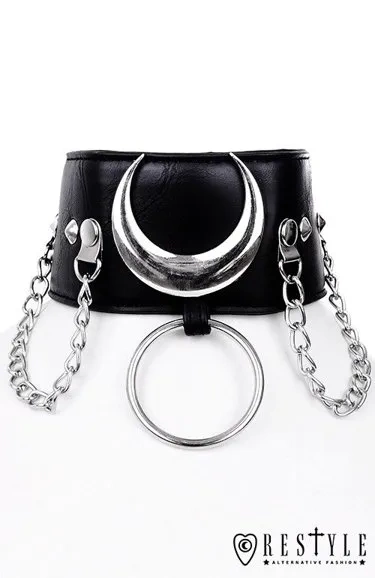 Schwarzes Gothic Mond-Kropfband "IRON MOON COLLAR"