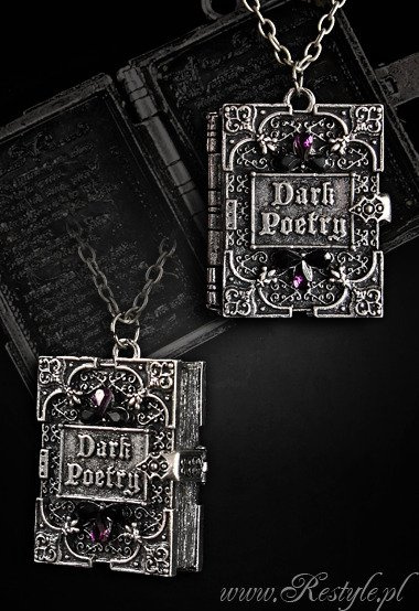 Otwierany Wisior sekretnik Naszyjnik gotycka książka "DARK POETRY" 