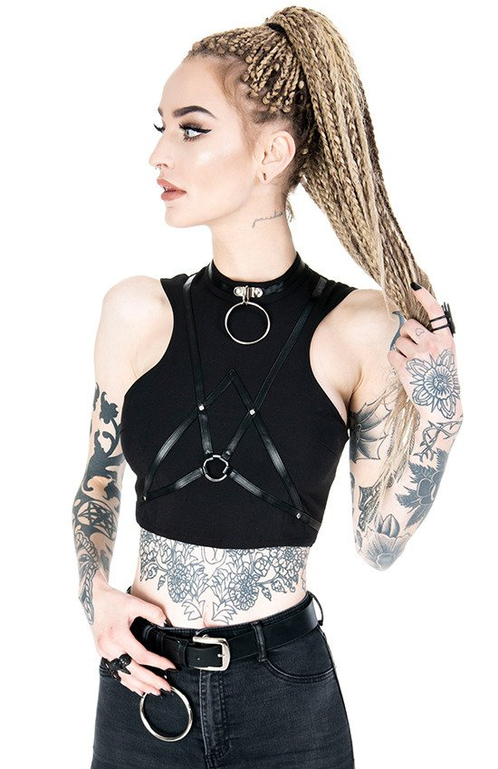 Short gothic "VILLAIN TOP" harness blouse