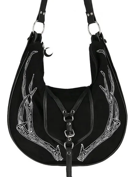 Schwarzes Geweih Hobo Cross Bag für Naturliebhaber