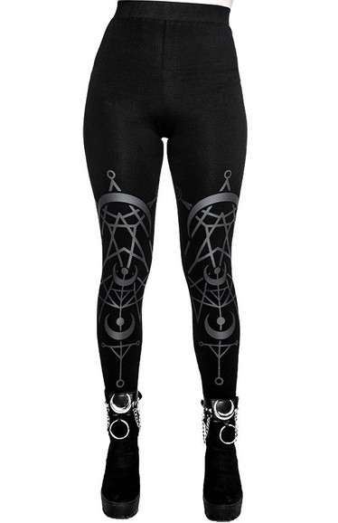 TWIN MOON Gothic LEGGINGS with moon print