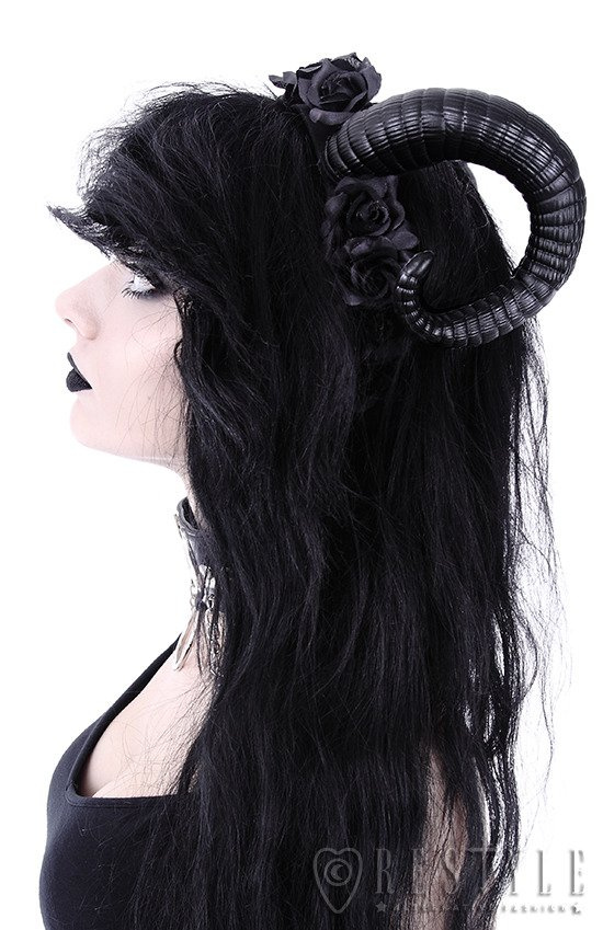 Gothic Headpiece, satan horns SINISTER & ROSES HEADBAND