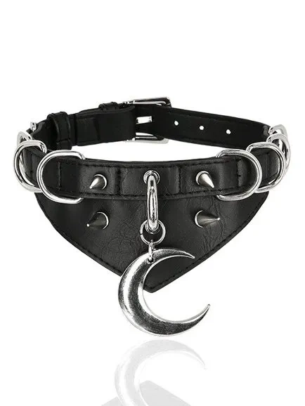 Gothic Halsband MOON AND D-RING COLLAR