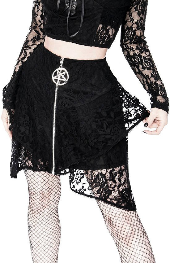 Layered Lace Gothic Skirt with pentagram